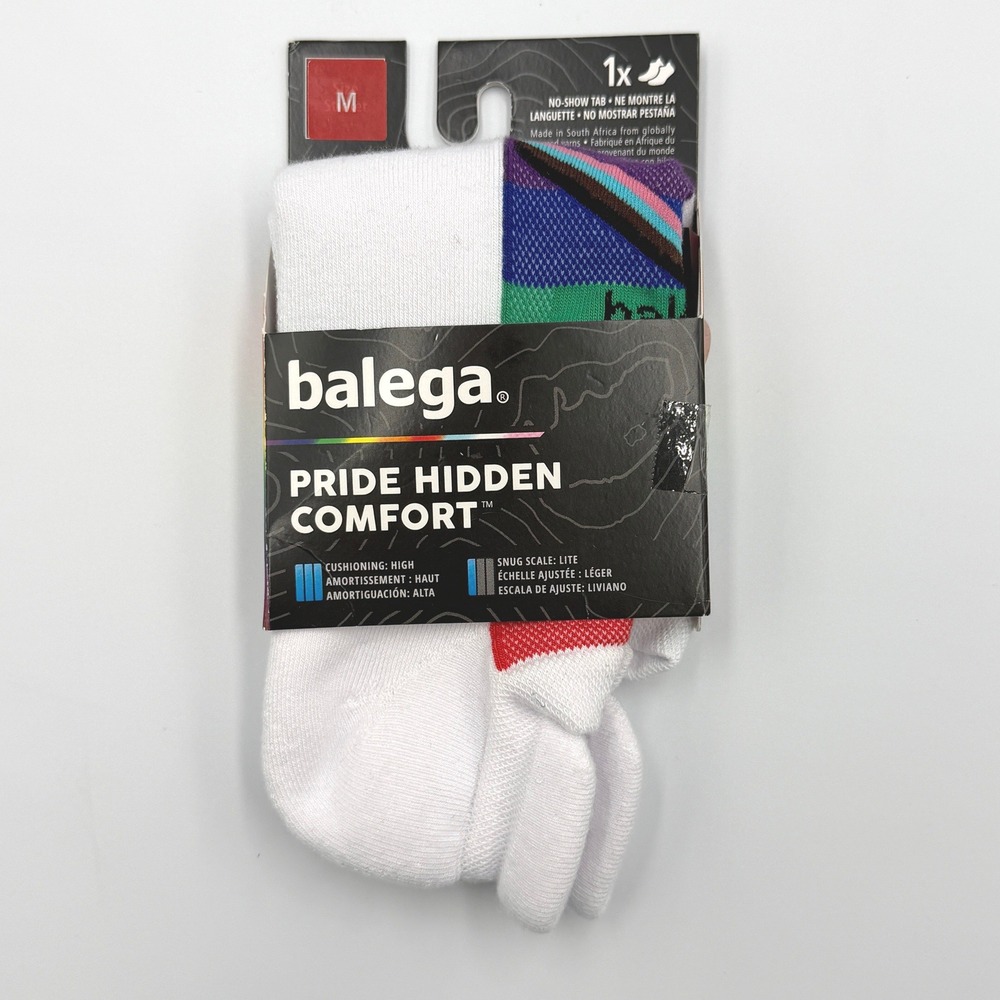 Balega Pride Hidden Comfort Socks Unisex Medium White Rainbow New 8858/0200/M